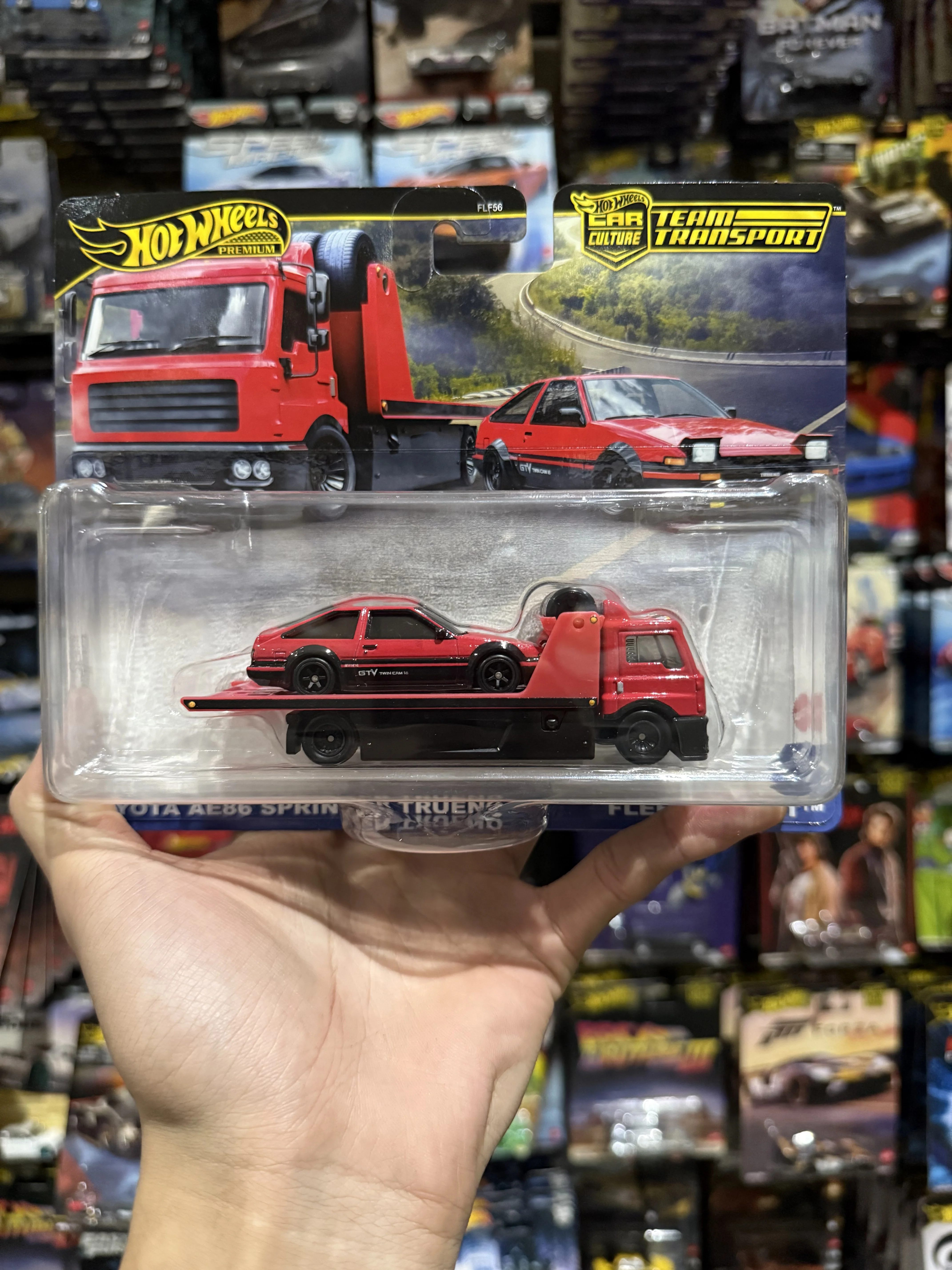 핫휠 프리미엄 1:64 스케일 카 컬쳐 팀 트랜스포트 토이 세트 (페라리, 토요타, 플리머스 혼합 차량 모델 장난감 선물)