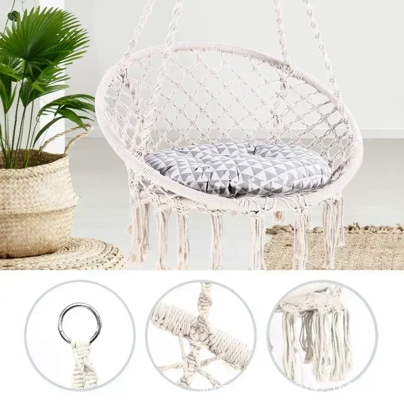 Leisure Hammock Chair Hanging Basket Swing Cotton Rope Braided Hanging Deck Chair Hammock for Courtyard Balcony Living Room image 5