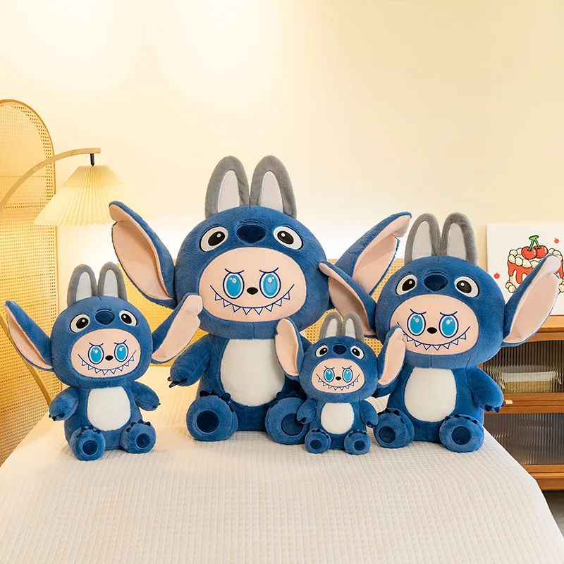 New Plush Stuffed Doll Cute Stitch Transforms into Labu Doll Plush Decorative Toy Kawaii Cartoon Pillow Children's Birthday Gift