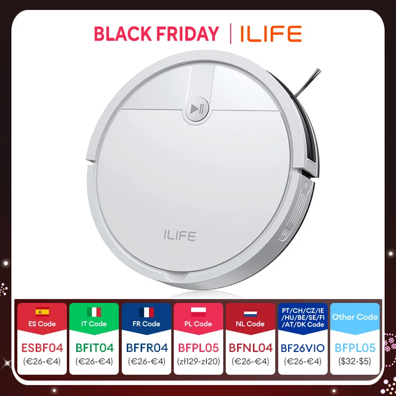 ﻿   Aspirateur robot ILIFE V2, autonomie de 120 minutes, aspirateur robot à chargement automatique, mince, silencieux, idéal pour les poils d'animaux et les sols durs