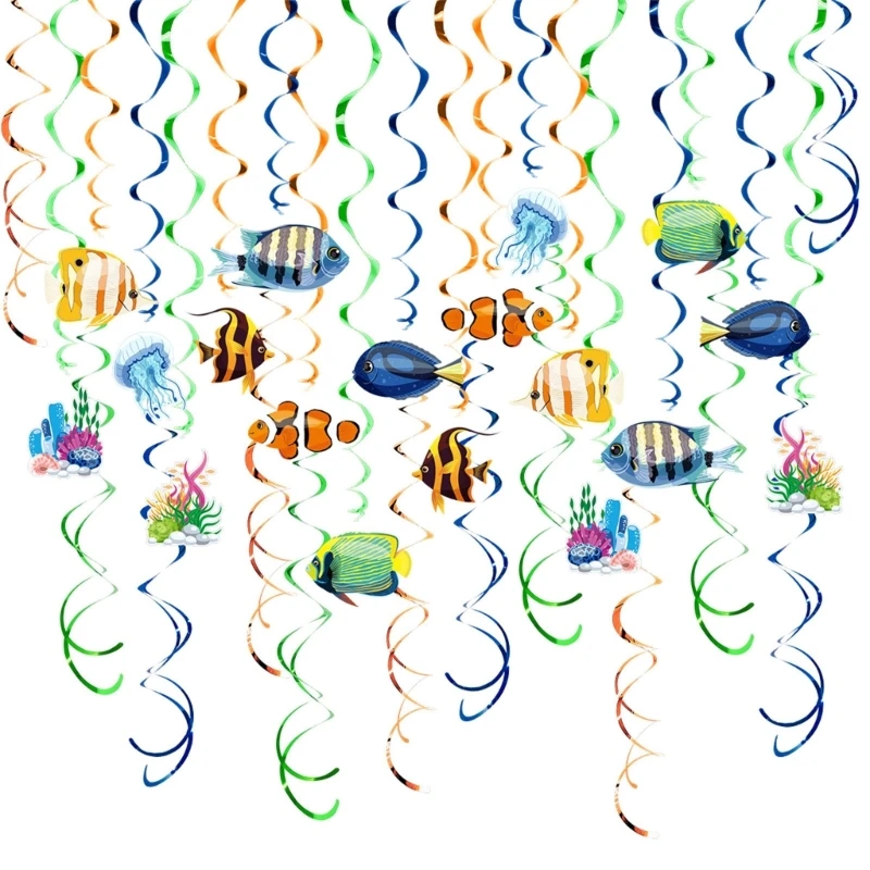 

Y166 Sea Hangings Party Decors Spirals Fish Pendant Danglings Swirls Elegant Ceiling Hangings Streamers