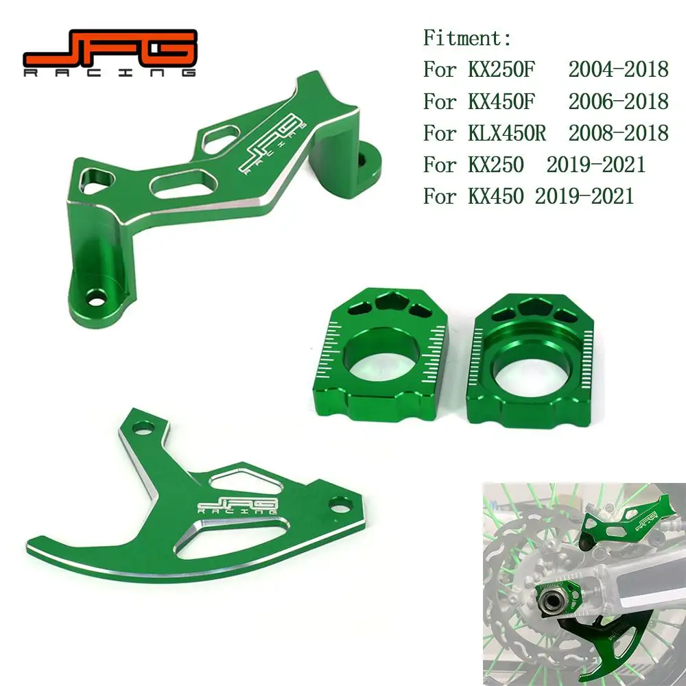 Rear Brake Disc Caliper Guard Cover Protector Axle Block Sets For Kawasaki KX250F KX450F 250 450 KLX450R Motorcycles Parts CNC