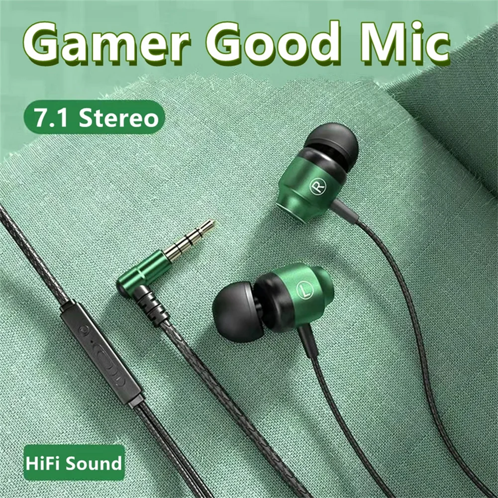 Wired Headphones With Microphone Wire-Controlled Metal In-Ear Headphones Music Sport Earphones Gaming Headset Volume Control