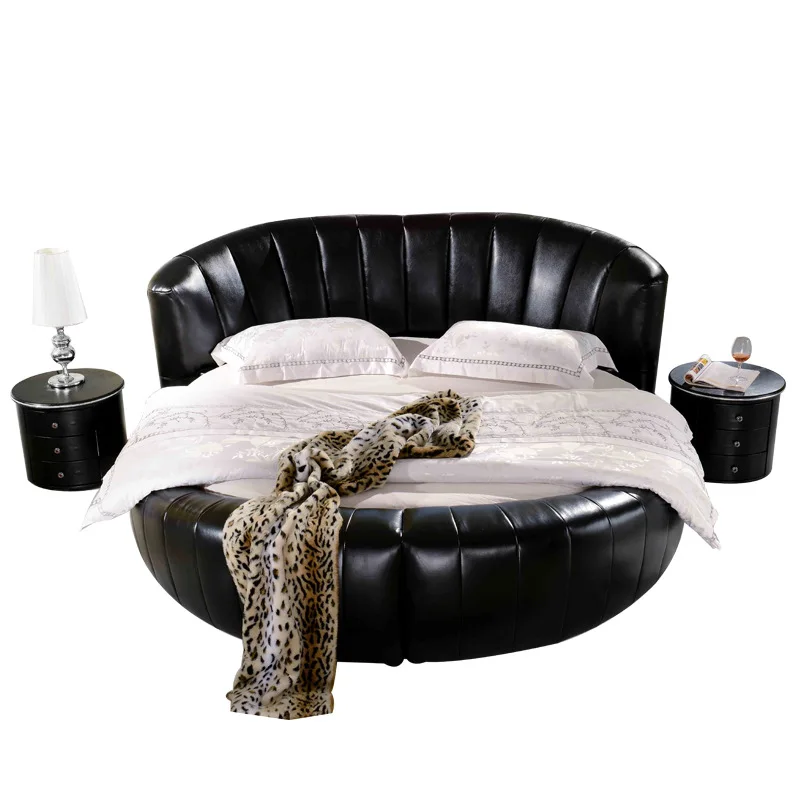 

Double bed wedding bed, modern minimalist fashion soft hotel round princess bed