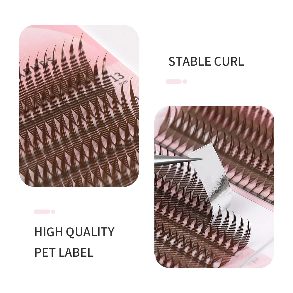 GLAMLASH Brown Comic Spire Lashes Extensions Premade Volume Fans Lashes Natural Soft Anime Effect False Eyelash