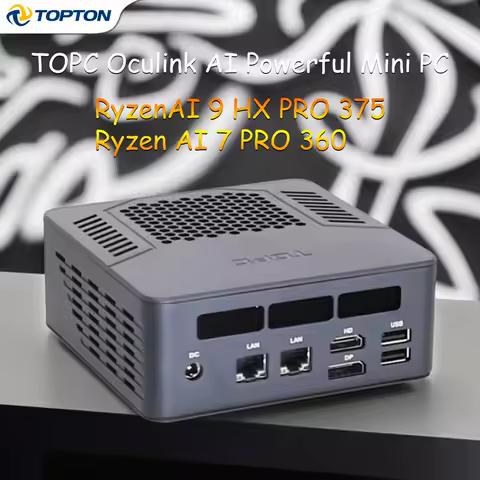 TOPC Mini PC AMD Ryzen AI 9 HX 370/365/7 PRO 360 Gaming Computer, OCuLink &amp; USB4.0, 2x DDR5/2x PCIe4.0, Windows 11 Pro, WiFi6