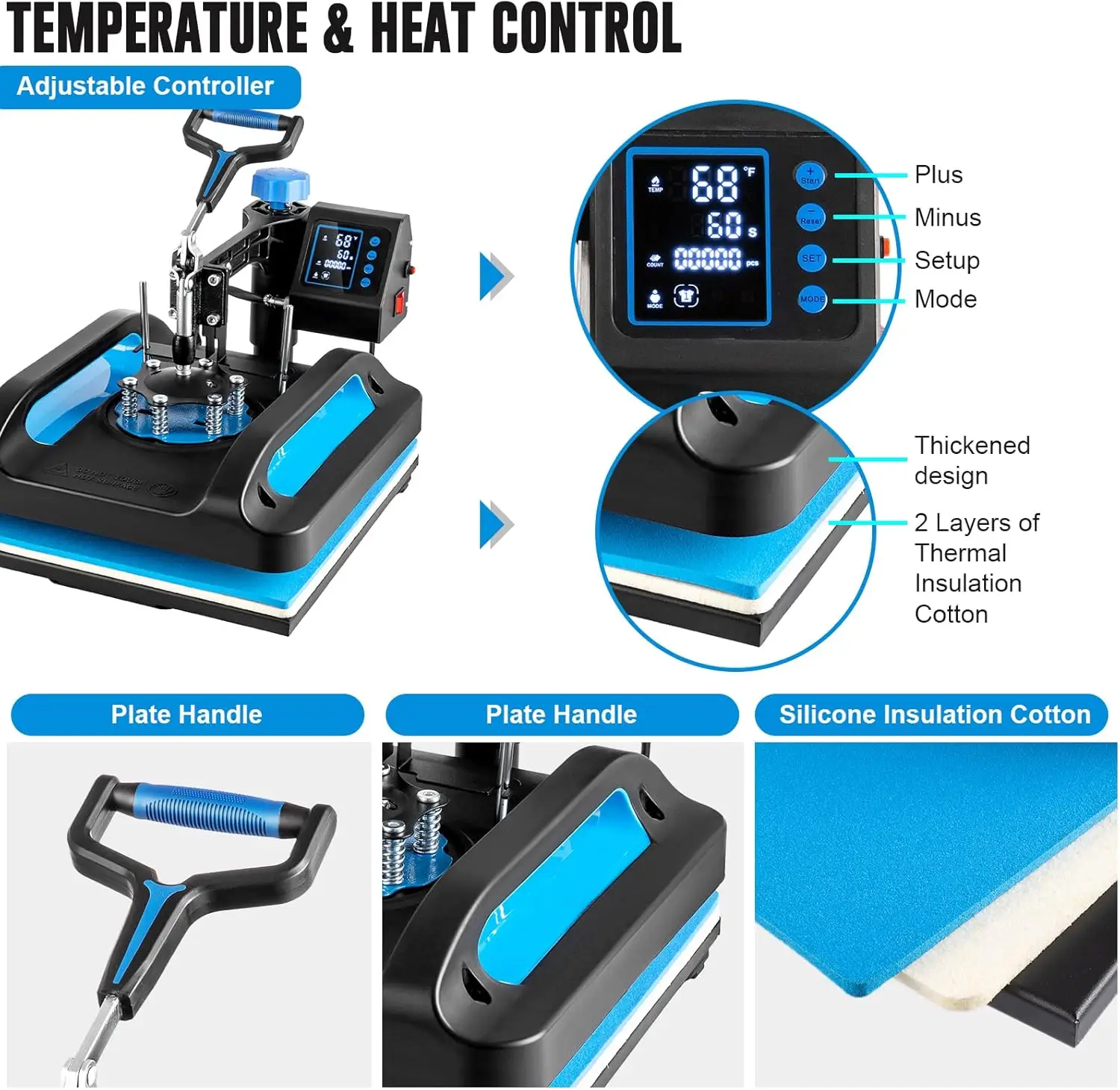 ماكينة ضغط حراري احترافية مقاس 15 × 15 بوصة، ماكينة ضغط حراري 5 في 1 مع مكبس بهلوان 30 أونصة، ماكينة ضغط على القمصان المتأرجحة، شحن مجاني #5