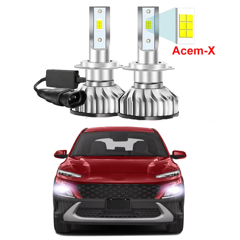 

2Pcs Hi/Lo Beam Car LED Headlight Bulbs For Hyundai Kona 2022 2023 (Fit Original halogen bulbs model only)