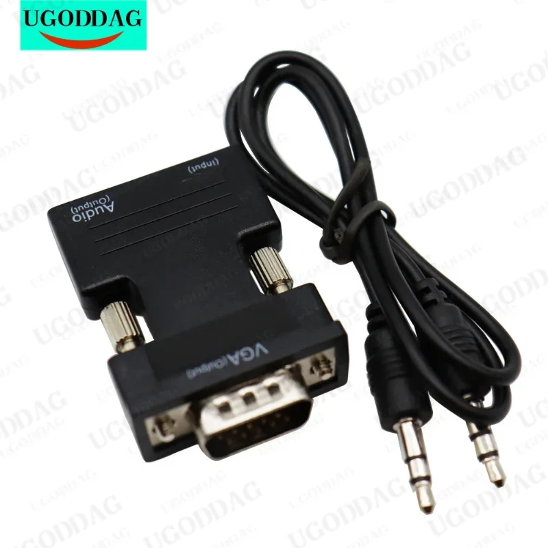 1080P HDMI-compatible to VGA Male Converter with 3.5mm AUX Audio Cable Adapter Video Output for PC Laptop TV Box Projector