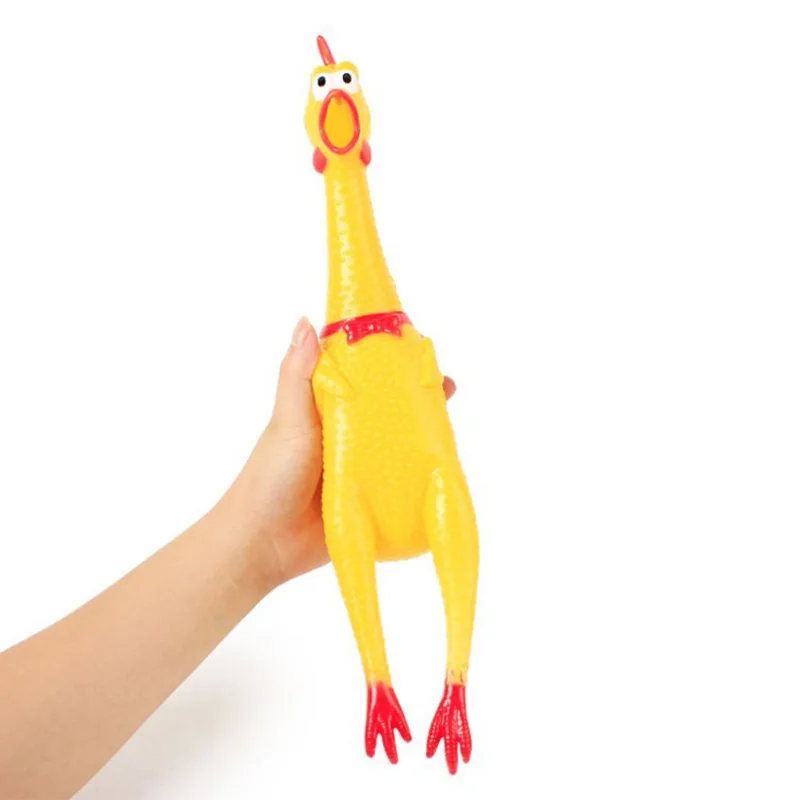 New Pets Dog Squeak Toys Screaming Chicken Squeeze Sound Dog Chew Toy Durable Funny Yellow Rubber Vent Chicken