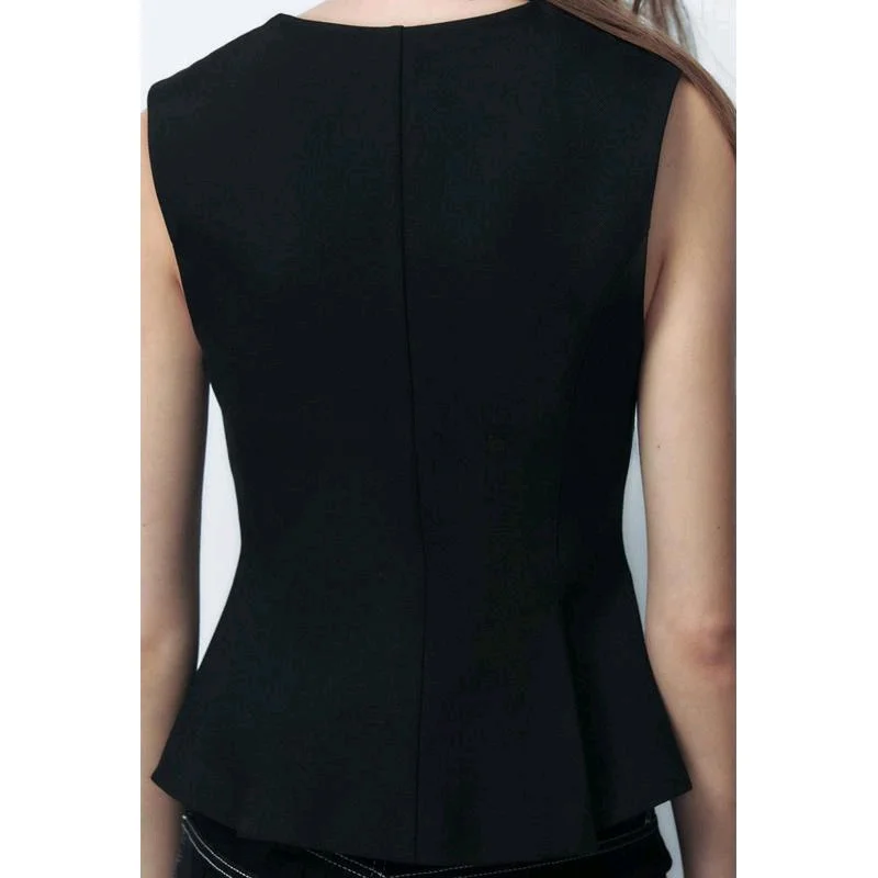 

Spring New Arrival Women's round Ne Svel Ele Simple ort Skirt Sle Hem Pleated Top Polyester Fiber Commute Sle