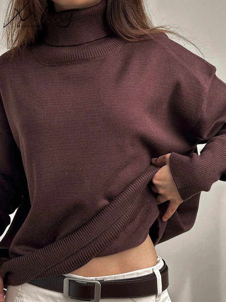 Red Turtleneck Sweater Women Winter 2024 Oversized Warm Pullovers Autumn Loose Knitted Tops Women\'s Sweater Oversize Jumpers