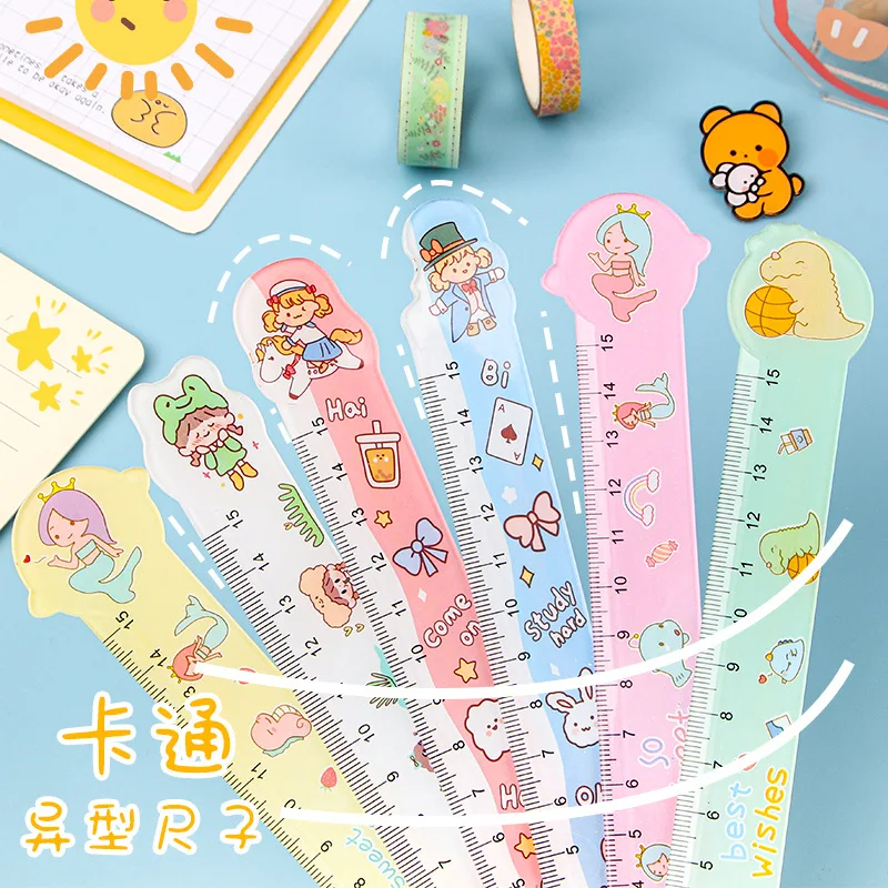 

Creative Stationery Cute Straight Ruler Acrylic Small Gift Cartoon Ruler Bookmark Student 15cm Scale