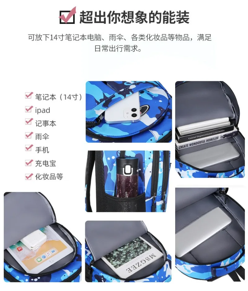 กระเป๋าเป้สะพายหลังความจุขนาดใหญ่ แฟชั่น กระเป๋าใส่คอมพิวเตอร์ กระเป๋าสตางค์ กระเป๋าใส่แล็ปท็อปสำหรับธุรกิจ สีไนลอน กันน้ำ กระเป๋าเป้สะพายหลังสำหรับเดินทาง ท่องเที่ยว ใช้ในชีวิตประจำวัน และไปโรงเรียน