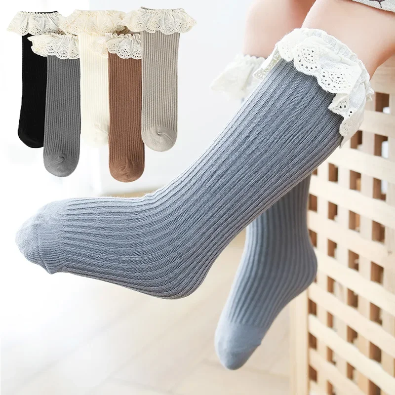 Baby Girls Lovely Knee Lengths Stocking Infant Princess Lace Knitted Socks Breathable Knee High Socks Kid Clothing Accessories