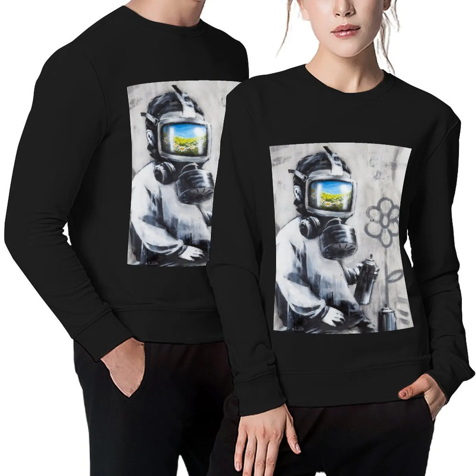 

Banksy Gas Mask Boy Art Pullover winter clothes korean autumn clothes fashion men korean style clothes men's sweatshirts