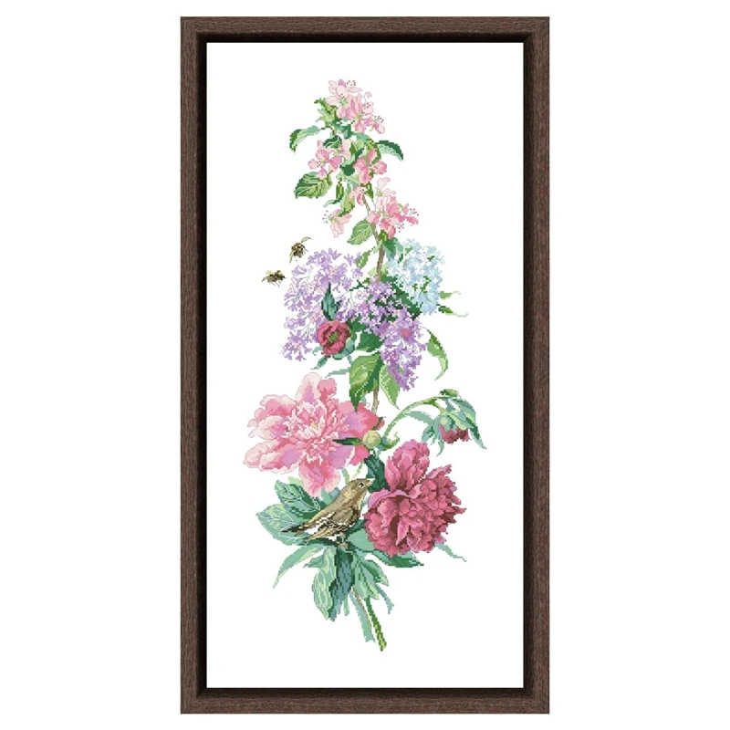 

Floral Composition - Peony cross stitch kit 18ct 14ct 11ct unprint canvas cotton thread embroidery DIY handmade needlework