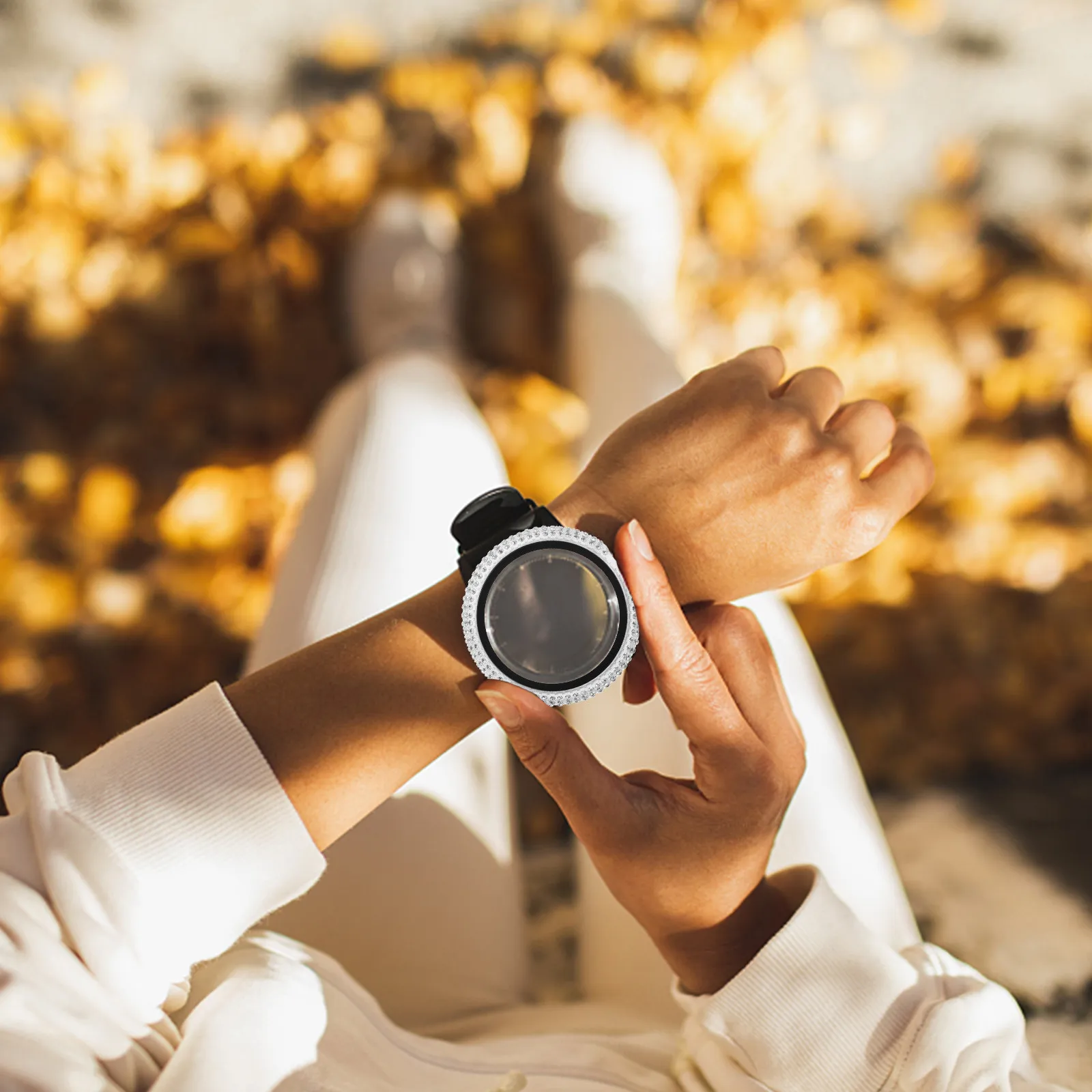 

Блестящий защитный чехол для часов, полностью усыпанный стразами, противоударный, с защитой экрана, многоразовый бампер-аксессуар