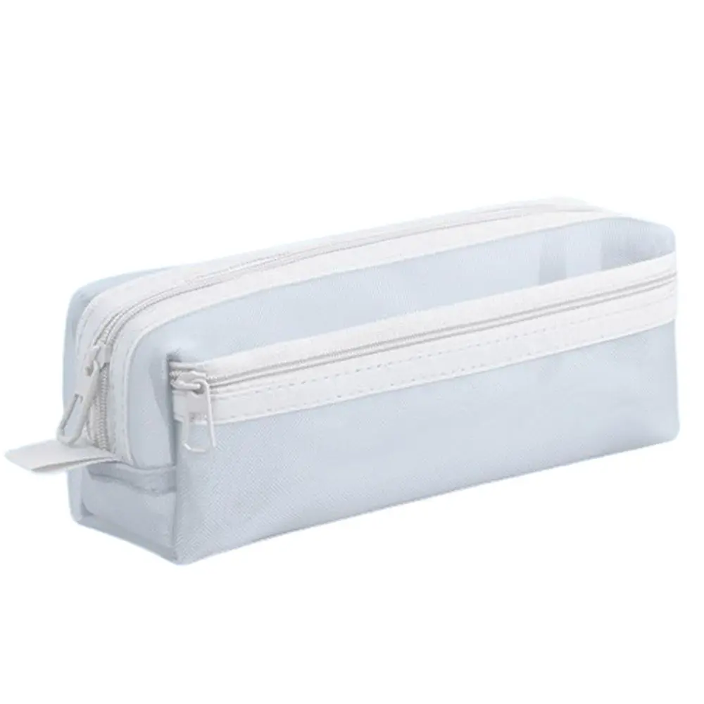 

Double Layer Mesh Pen Bag Transparent Large Capacity Transparent Pencil Case Zipper Multifunctional Stationery Storage Bag