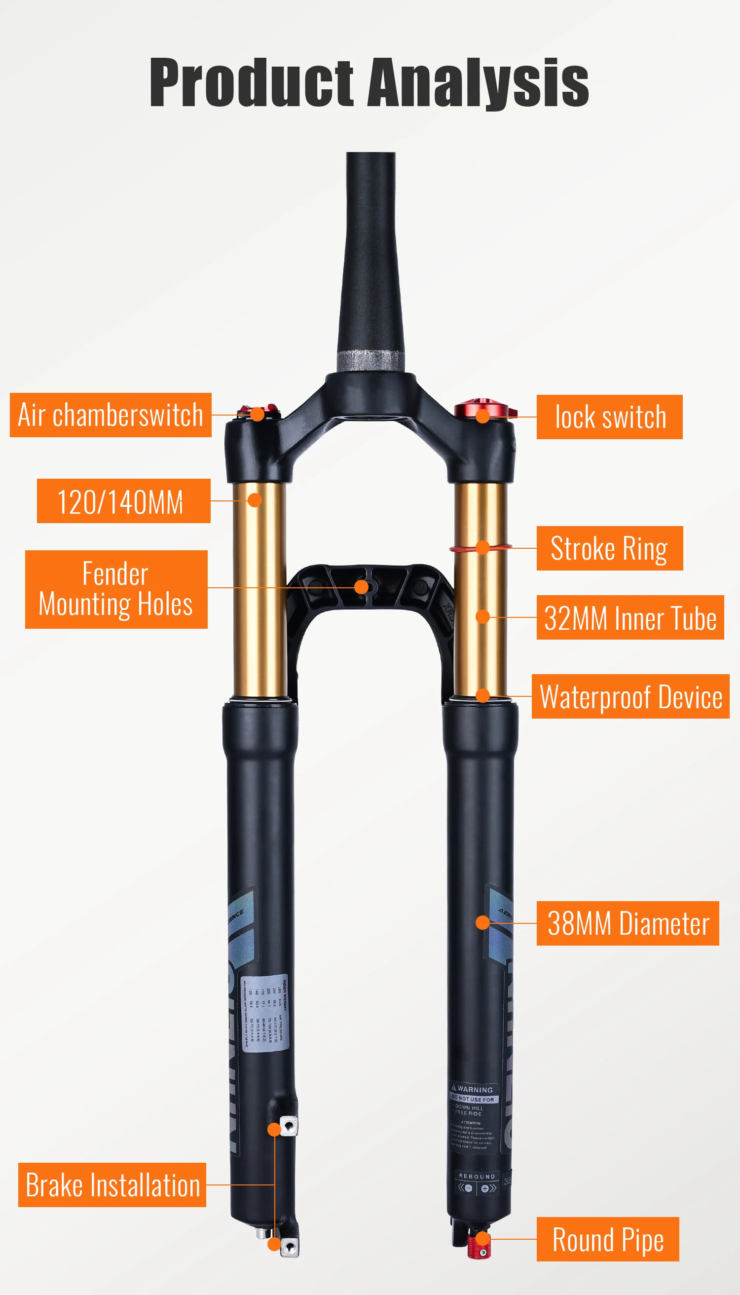 Nanlio X7PRO Fahrrad-Federgabeln, Öl-Gas-Gabel, 120/140 mm, Federweg 26/27,5/29 Zoll, Dämpfung und Rückprall-Aluminiumlegierung, 1,75 kg – Detail 13