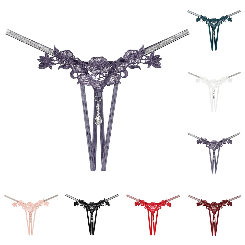 Panties Underwear Bow Panties Cute With Pearls G String Lace Sexy String T-back Thong Transparent Womens Bathroom