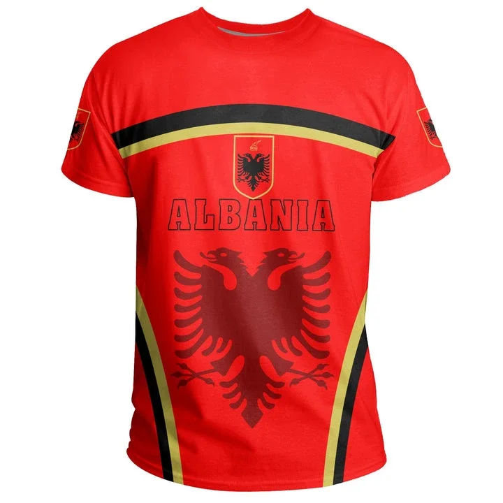 Newest Country Flag Retro Albania Symbol NewFashion Men/Women 3Dprint Summer T-Shirts Streewear Funny Short Sleeve