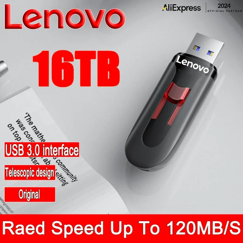 Lenovo-usb flash drive 3.0, 2TB, 4TB, 128GB, transferência de alta velocidade, interface tipo c, memória do telefone móvel