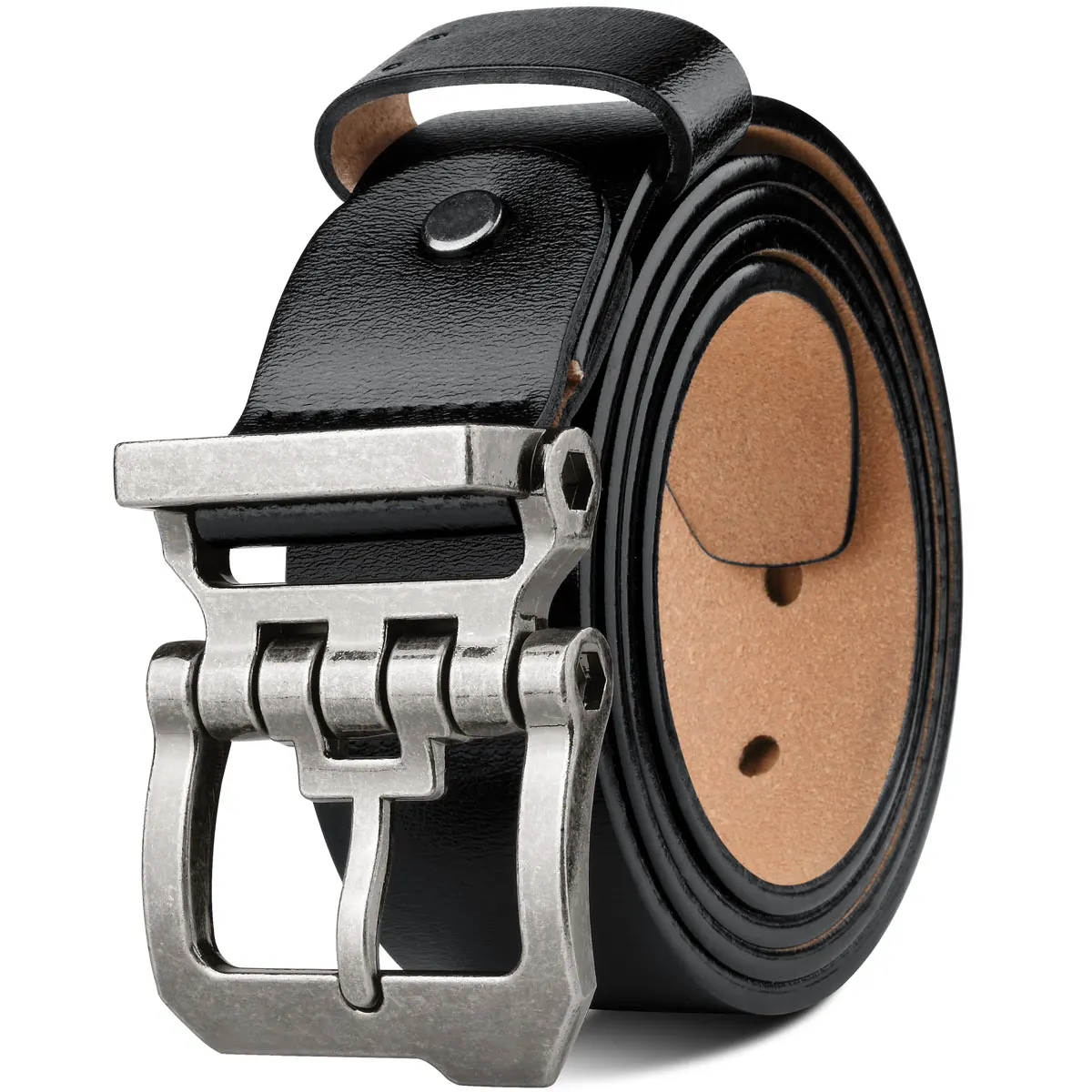

Men's belt, high-quality men's belt, two-layer leather strap, luxurious pin buckle, fancy retro jeans belt