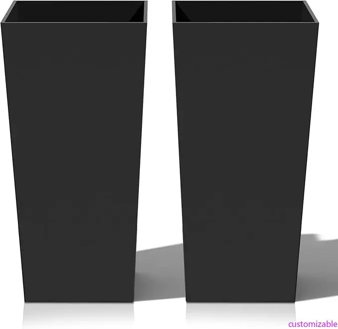 

Пара больших черных уличных горшков, идеально подходящих для сада, переднего крыльца и патио.