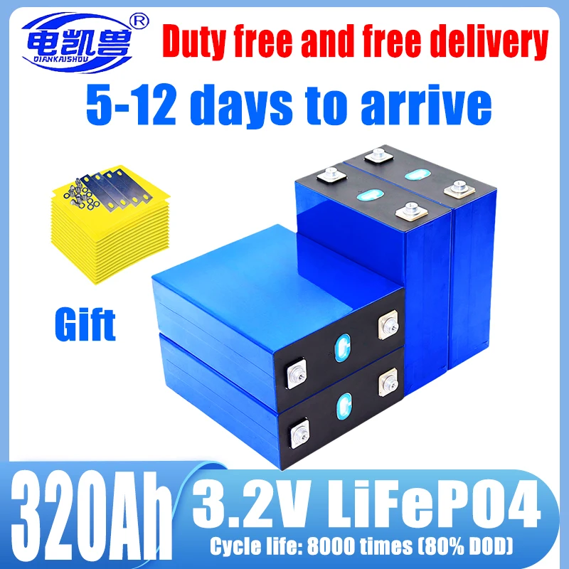 320Ah 3.2V Grade A 8000+ cycles new Lifepo4 battery DIY 12V 24V 48V RV solar storage golf cart battery pack EU/US tax-free