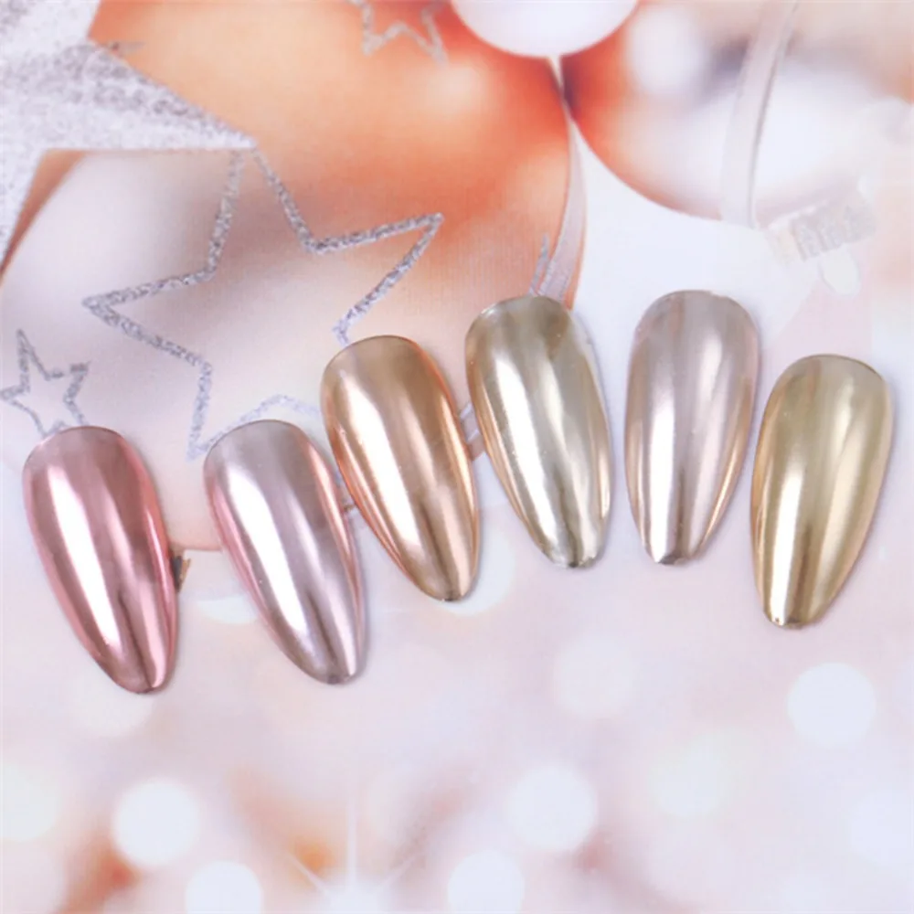 Chrome Mirror White Nail Powder Pigment Gold Silver Rubbing Holographic Aurora Iridescent Metallic Nail ArtPower Decoration