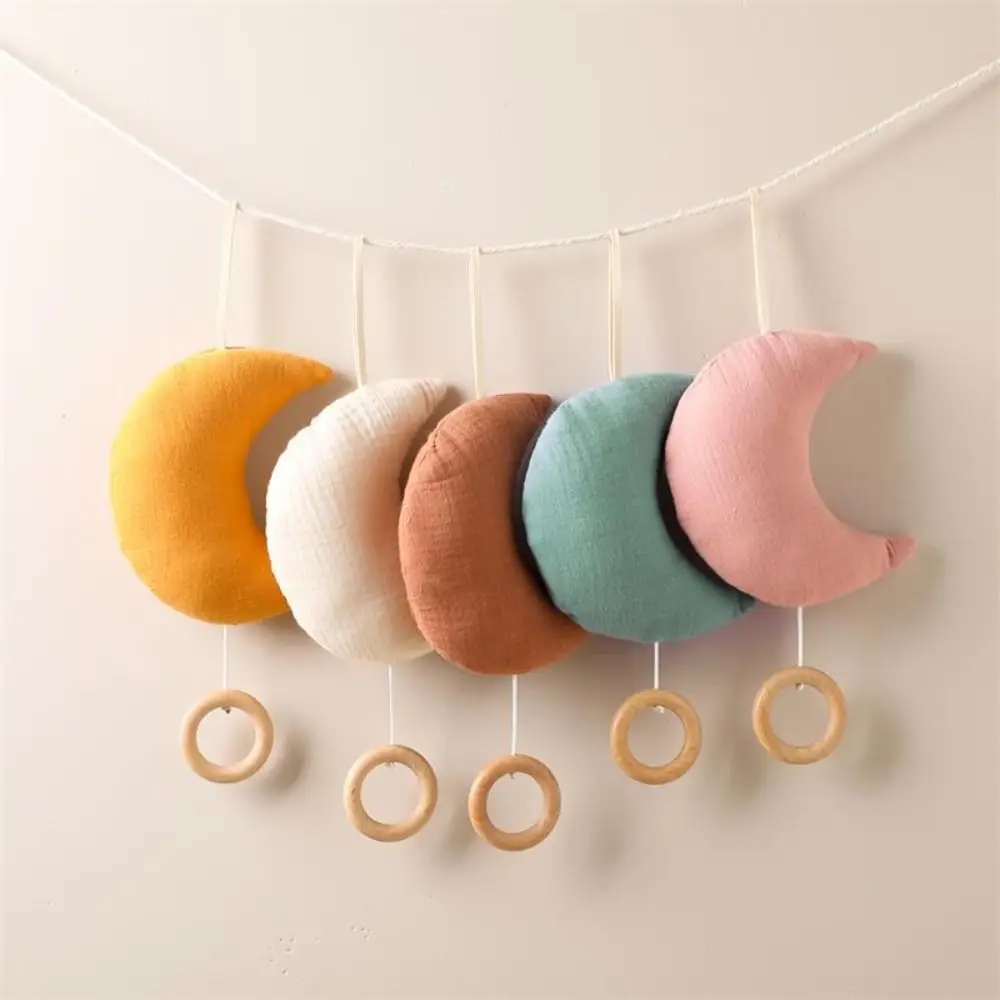 Moon Baby Bed Bell Rattle Toy Pull Rope Hanged Drawstring Music Toy Battery-free Decorative Suction Door Wind Chime