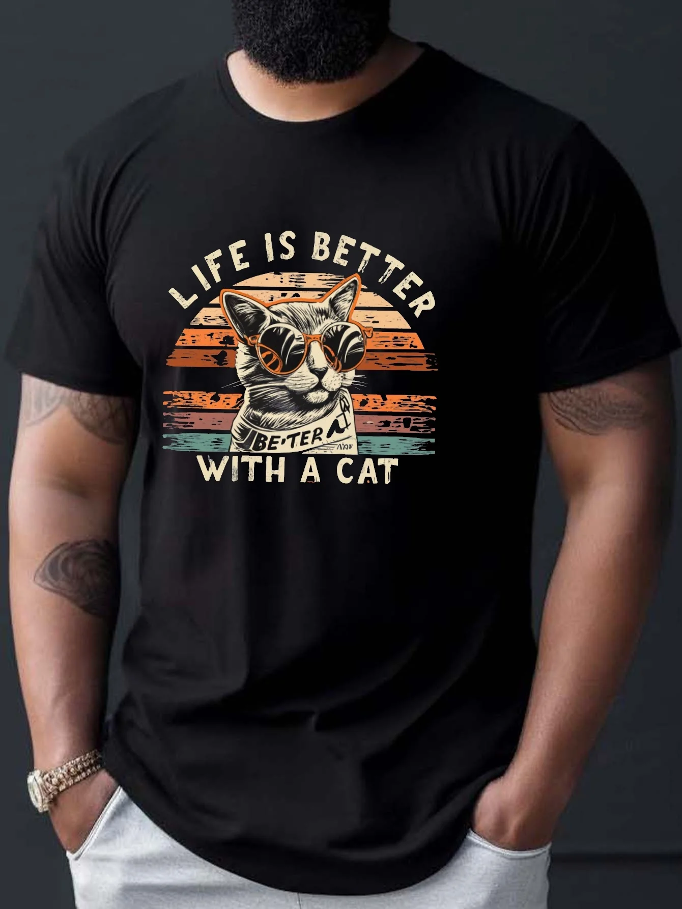 

Life Is Better With A Cat Tee - Premium Cotton Cool Cat Graphic Perfect