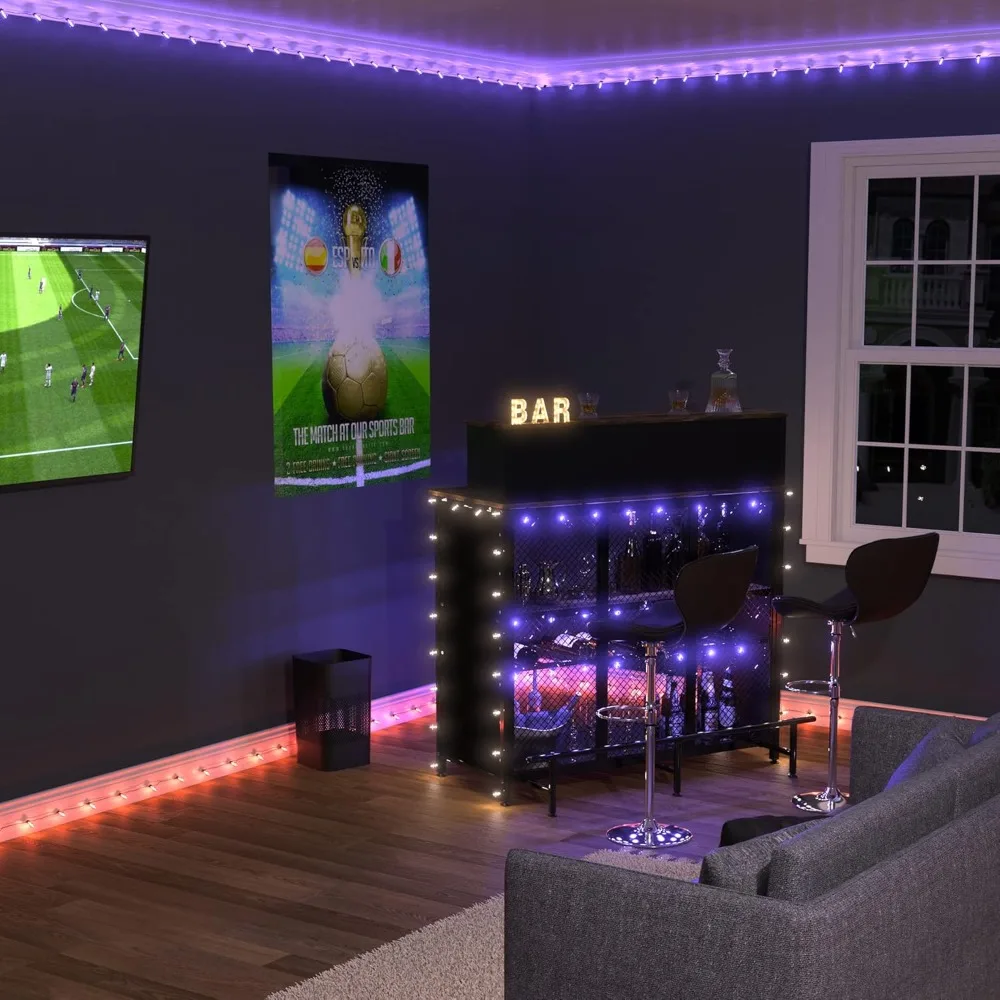 Home Bar Unit Mini Bar Drankkast met opbergruimte en voetsteun voor Home Kitchen Pub (bruin)