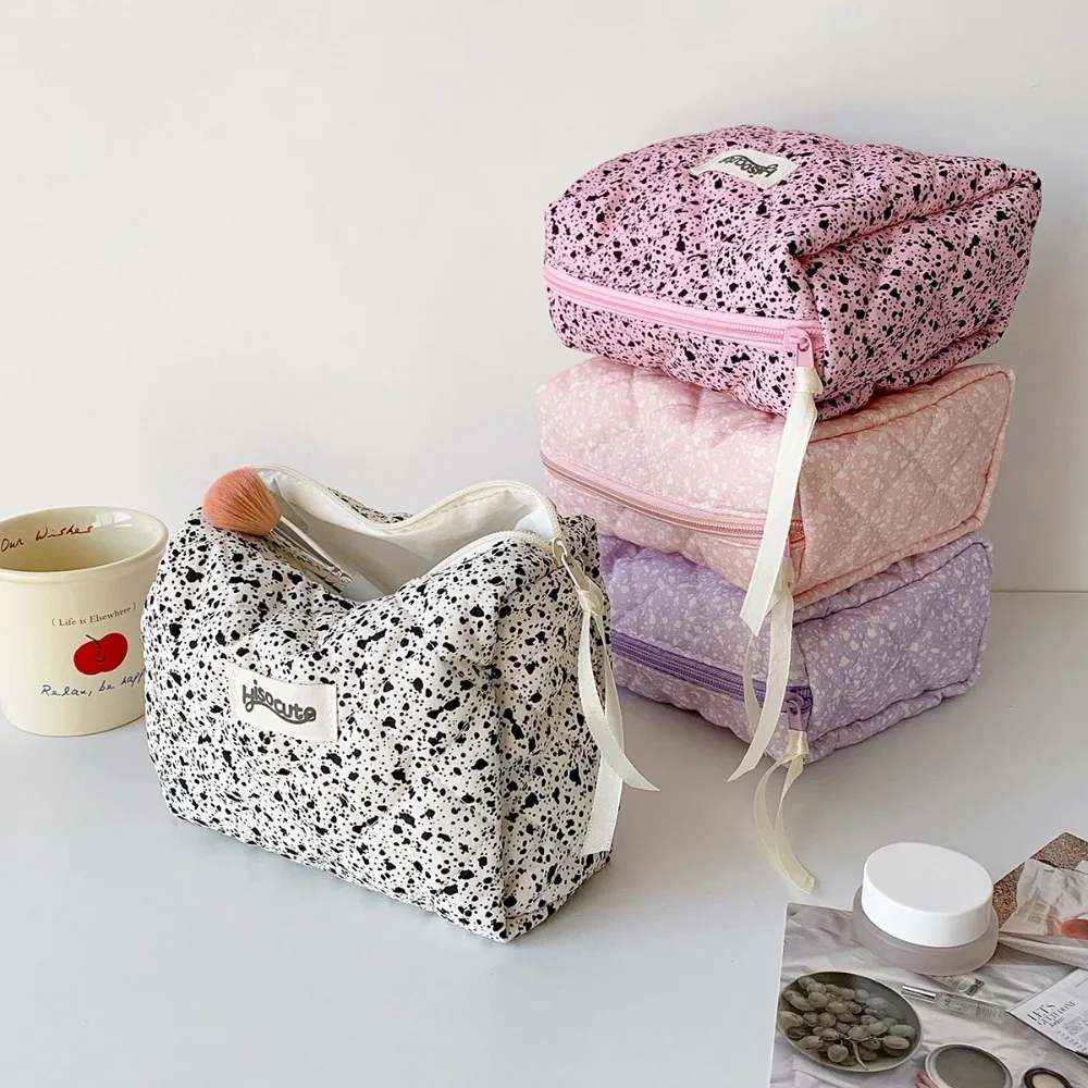 

Cotton Stationery Bag Large Capacity Desktop Storage Cosmetic Bag Jewelry Storage Splash-ink Pattern Korean Style Pencil Case