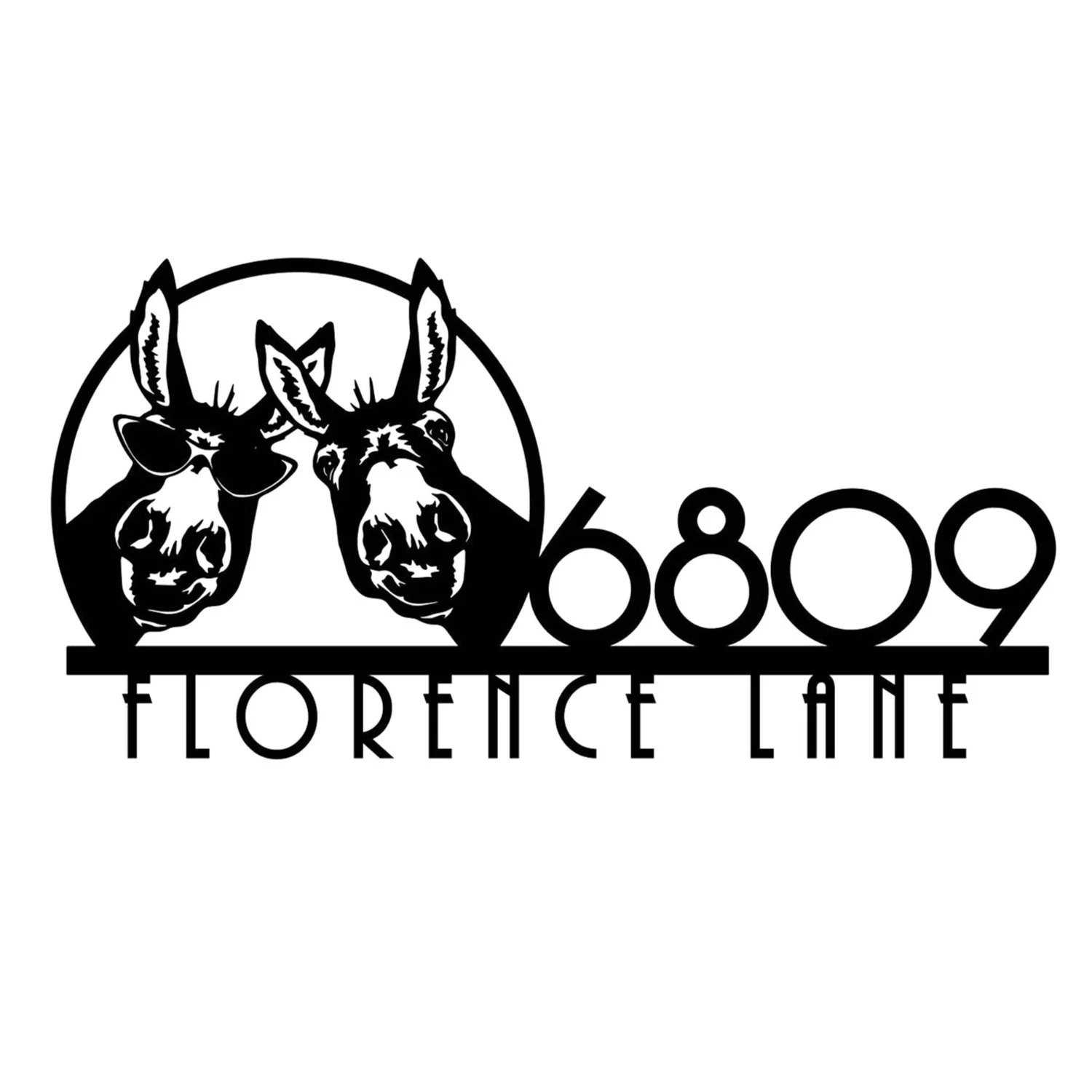 Custom Funny Donkey Metal House Number Sign, Farm Porch Decor, Ranch Home Housewarming Birthday Christmas Gift view 3