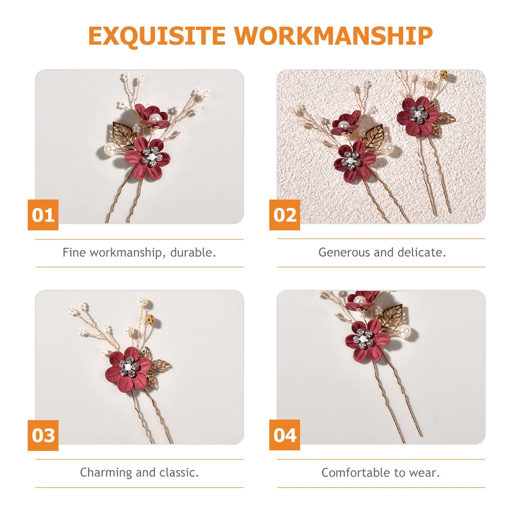 

2Pcs Bridal Wedding Hair Accessories Cloth Flower Hairpins Elegant Lightweight Bride Hairpin for Tea Party Photography