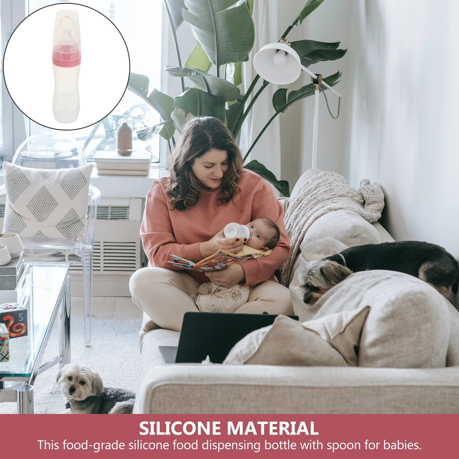 

Baby Food Dispensing Bottle Silicone Squeeze Feeder Spoon Cereal Formula Pureed Food Portable Ergonomic Design Feeding