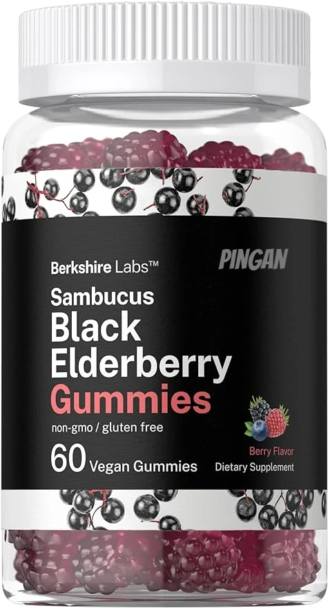 

Sambucus Black Elderberry Gummies | Contains Zinc and Vitamin C | Pure, Non GMO, Adult Gluten Free Extract | Berry Flavor