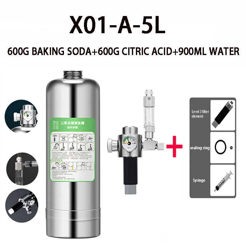 ZRDR 5L Aquarium CO2 Generator CO2 Zylinder Generator System mit Magnetventil Blase Diffusor Aqua Pflanze Aquarium CO2 Generator 3
