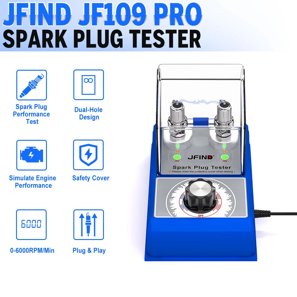 

JFIND JF109 Pro тестер свечей зажигания с защитной крышкой двойное отверстие 12 В бензиновые автомобили автомобиль 110 В 220 В анализатор системы зажигания