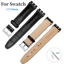 Genuine Leather Watchband for Swatch 17mm 19mm Sport Waterproof Bracelet Men Women Cowhide Strap Watch Accessories