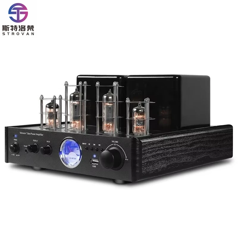 

HIFI Tube Home Amplifier LED BT5.0 Class for with Subwoofer Output USB/Coaxial Inputs 60W RMS
