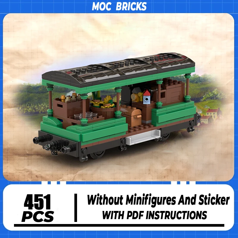 

Railway Train Model Moc Building Blocks Open-Air Freight Wagon Model Technology Brick DIY Assembly Construction Holiday Toy Gift