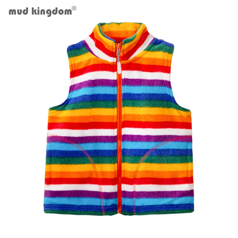 Mudkingdom Kids Vest Jackets Autumn Winter Fleece Children Outerwear Coats Lightweight Casual Cute Polka Dots Pattern Boys Girls