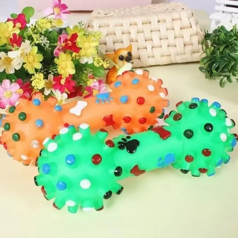 1 Pcs Dog ToysVoice Prick Ball Dumbbell Dog Toy Grinding Teeth Interactive Dog Training Dog Toy Cat Toy Random Color