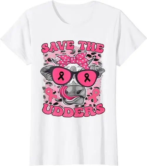 Breast Cancer Save The Udders Cow Awareness Survivor T Shirt Sweat 52155