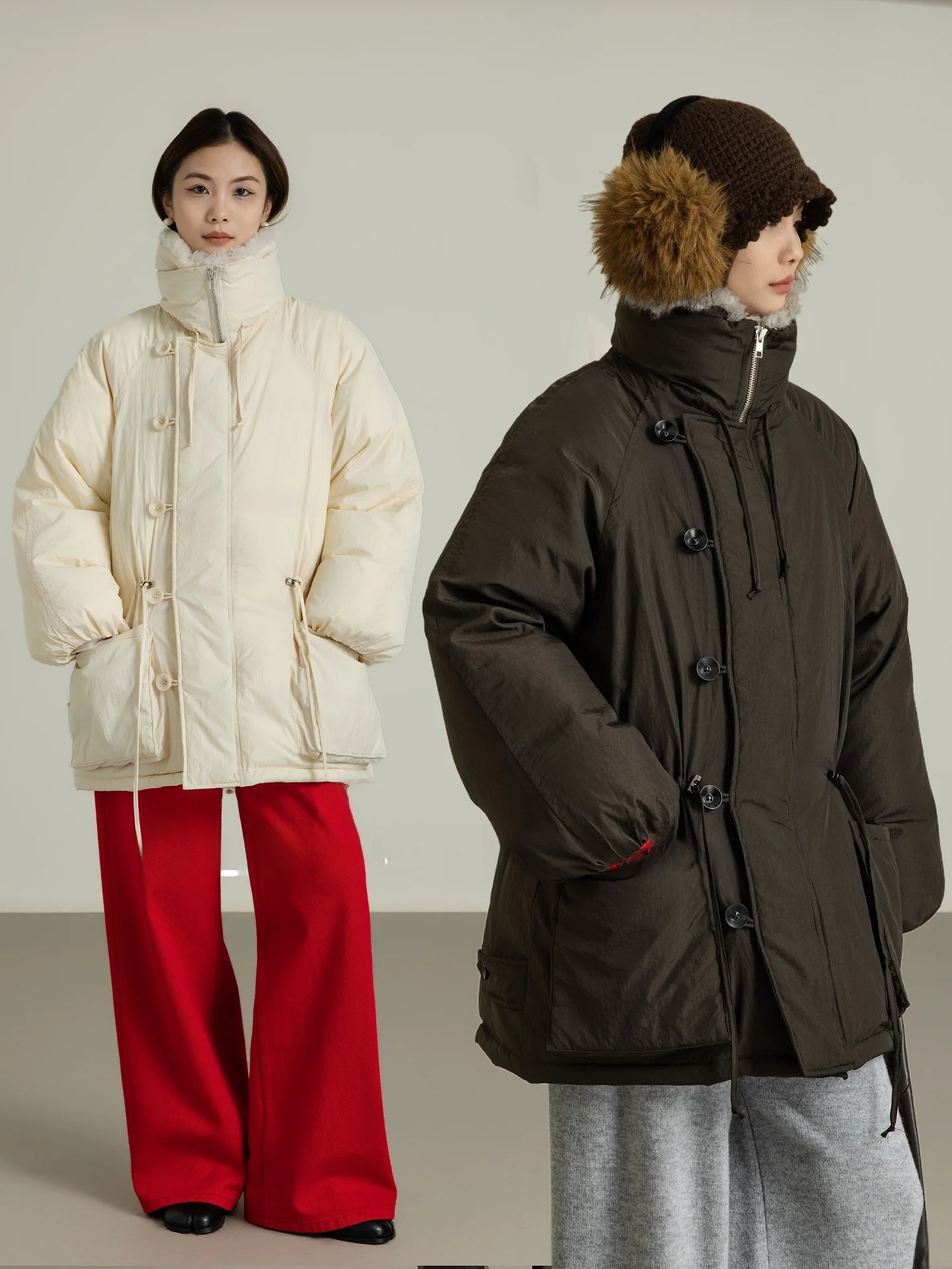 

Зимняя теплая пуховая куртка-парка Thiened с геометрическим узором, средней длины, с меховым воротником и поясом для женщин