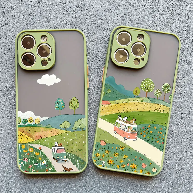 Pretty Cute Black Cats In Flower Garden Phone Case for iPhone 14 13 12 11 Pro Max Mini 16 15 Pro Max Plus XR XS X 7 8 Plus Cover