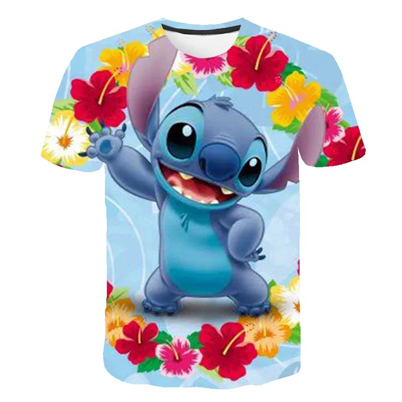 

Children Summer Disney 3d Print Stitch T Shirts Short Sleeve Kids Stich Tops Tees Cartoon Casual Kids 1-14 Years Old T-Shirts